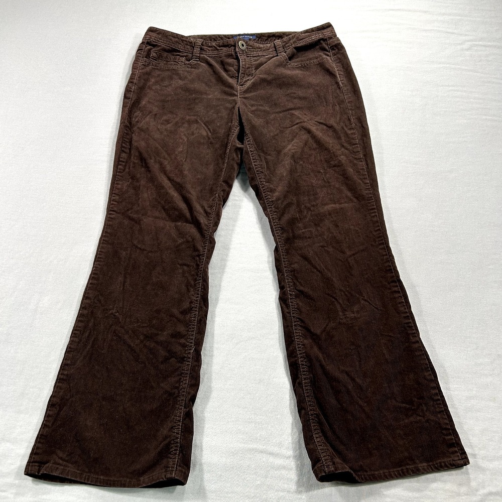 Tommy Hilfiger Pants Womens 10 Dark Brown Corduroy Boot Cut Hipster Casual 33x27